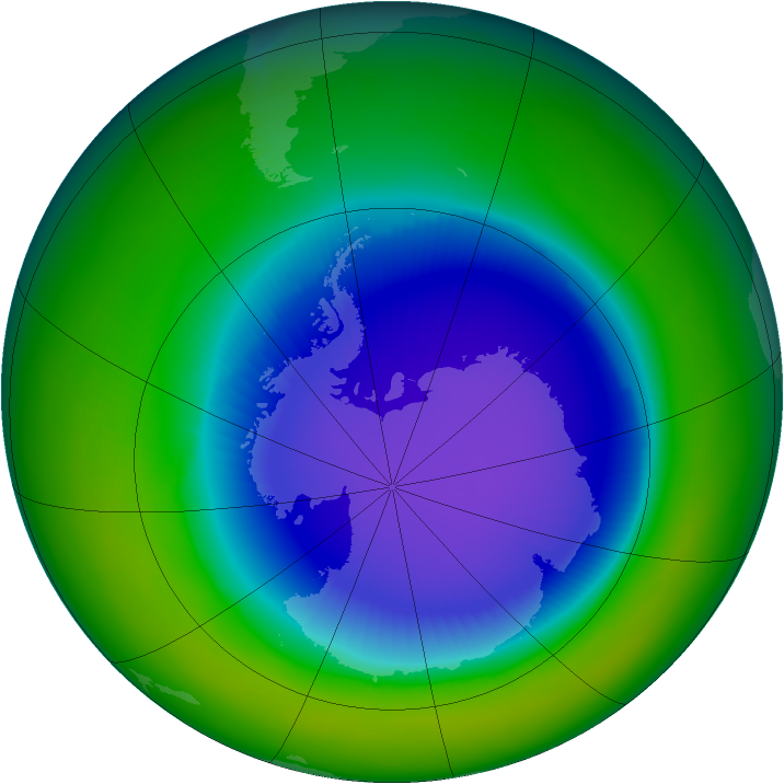 Antarctic ozone map for October 1997